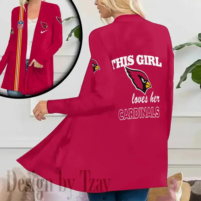 Arizona Cardinals Women Patch Pocket Cardigan BT003