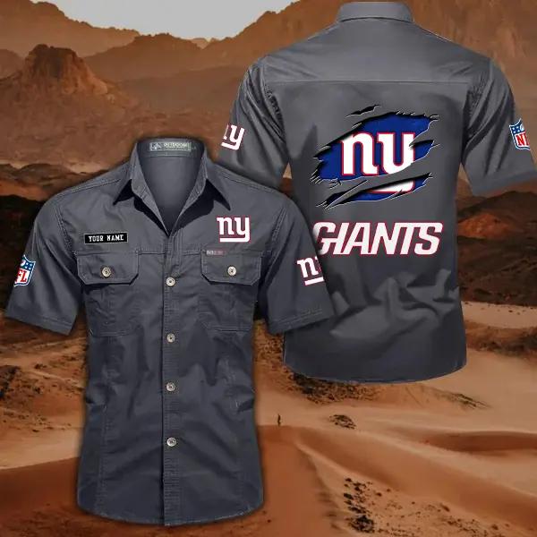 New York Giants Men’s Short Sleeve Cargo Shirts New 2025 AZBT2DCGS000024