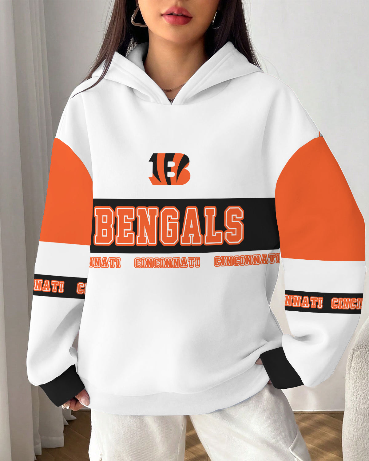 Cincinnati Bengals Printed Hooded Pocket Pullover Hoodie AZBTPH000121