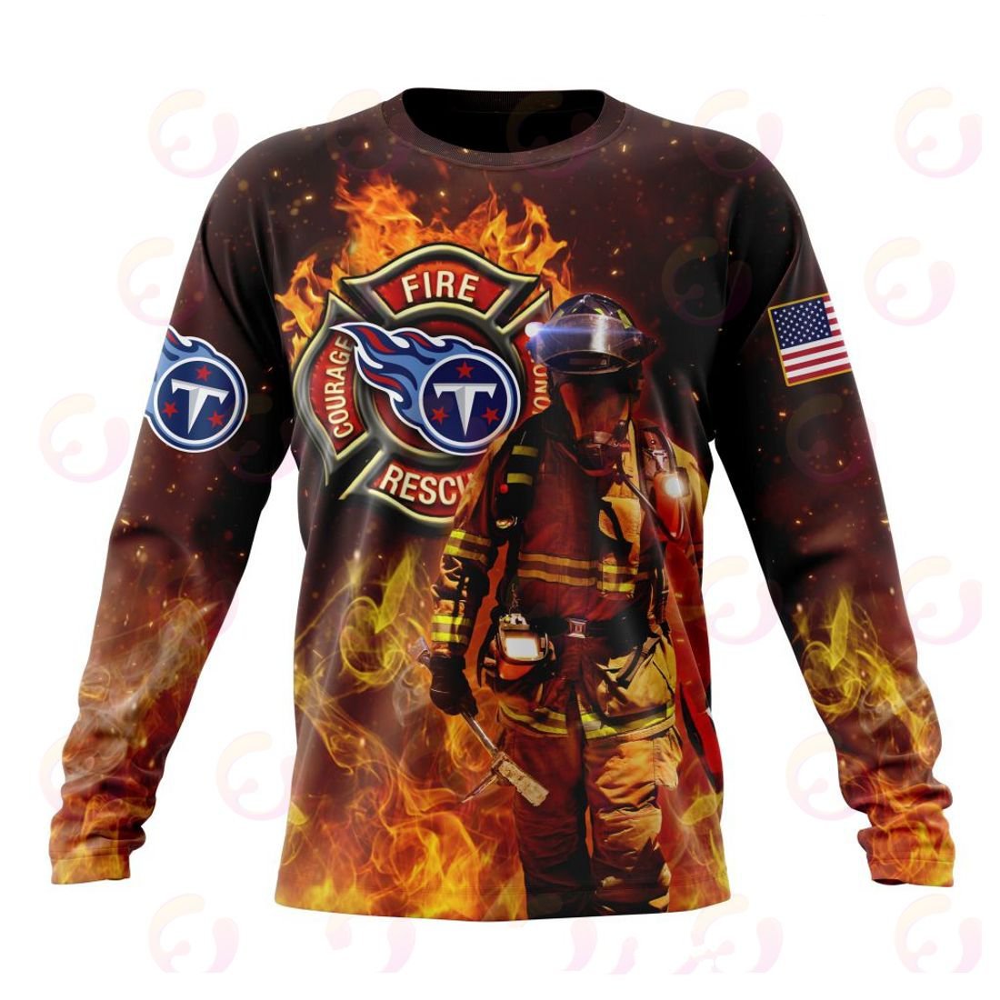Tennessee Titans Honor Firefighters – First Responders All Over Printed T-shirt Sweatshirt Hoodie AZCHD854