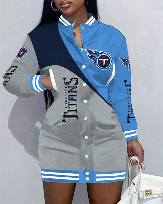 Tennessee Titans Women Button Down Jacket Dress AZBTBDJD000358
