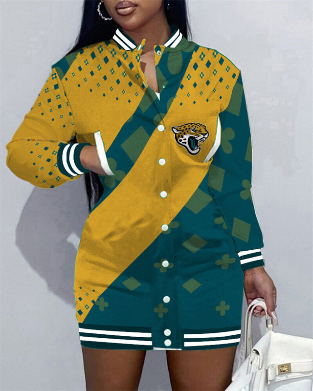 Jacksonville Jaguars Women Button Down Jacket Dress AZBTBDJD000233