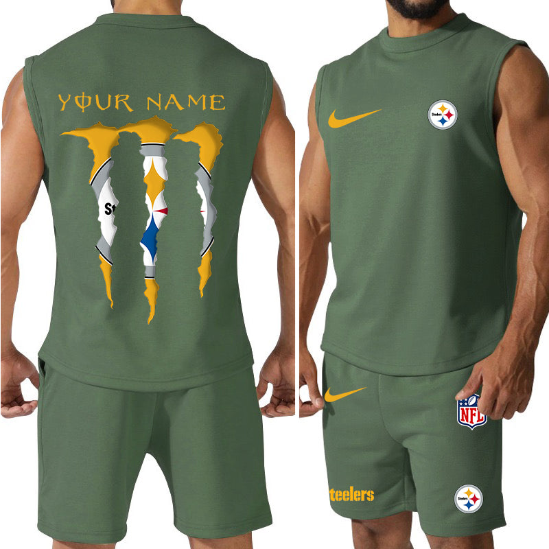 Pittsburgh Steelers Colorful Combo Men Jersey Tank Top and Shorts AZBTCMJTTS000030