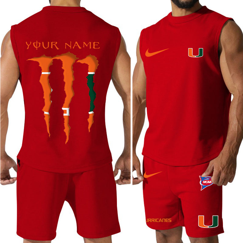 Miami Hurricanes Colorful Combo Men Jersey Tank Top and Shorts AZBTCMJTTS000035