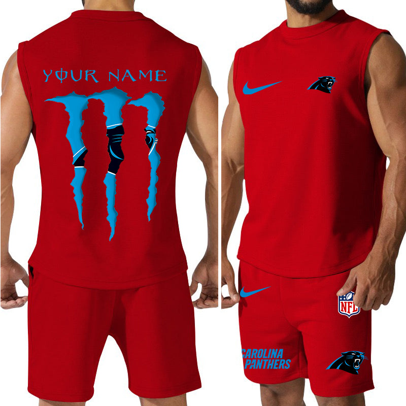 Carolina Panthers Colorful Combo Men Jersey Tank Top and Shorts AZBTCMJTTS000010