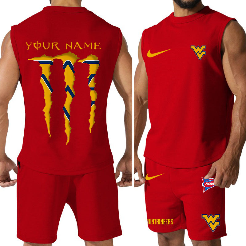 West Virginia Mountaineers Colorful Combo Men Jersey Tank Top and Shorts AZBTCMJTTS000052