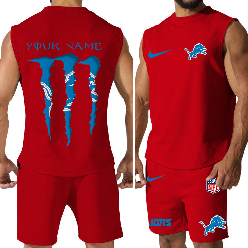 Detroit Lions Colorful Combo Men Jersey Tank Top and Shorts AZBTCMJTTS000016