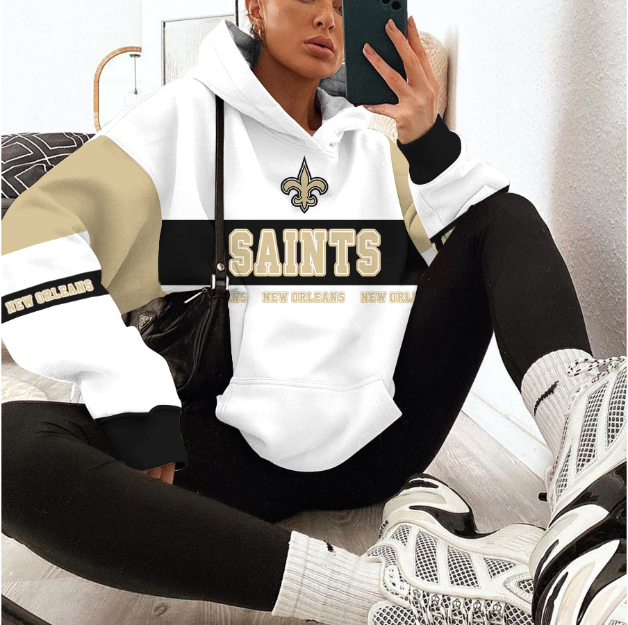 New Orleans Saints Printed Hooded Pocket Pullover Hoodie AZBTPH000104