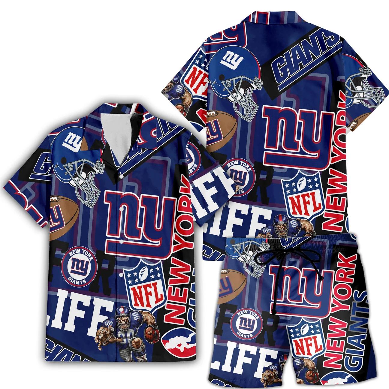 New York Giants Custom Limited Edition For Life Hawaiian Shirt and Shorts AZHAHWSS000251