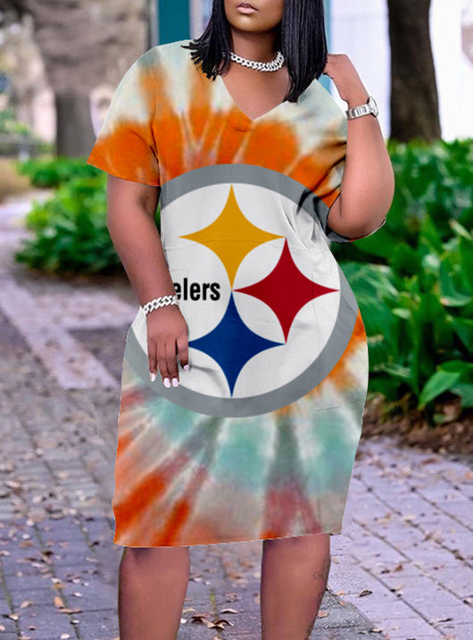 Pittsburgh Steelers V-neck Casual Pocket Dress Limited Edition AZBTVCPD000117
