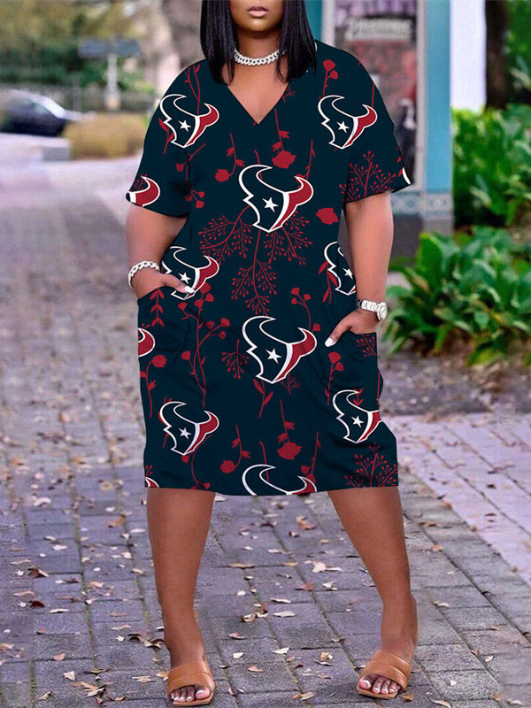 Houston Texans V-neck Casual Pocket Dress Limited Edition AZBTVCPD000234