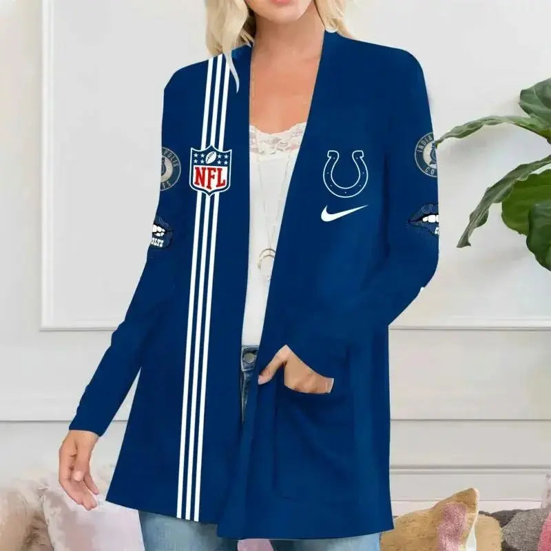 Indianapolis Colts Women Patch Pocket Cardigan BT082