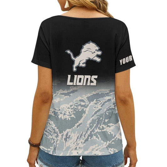 Detroit Lions Personalized V-neck Women T-shirt AGCWTS632