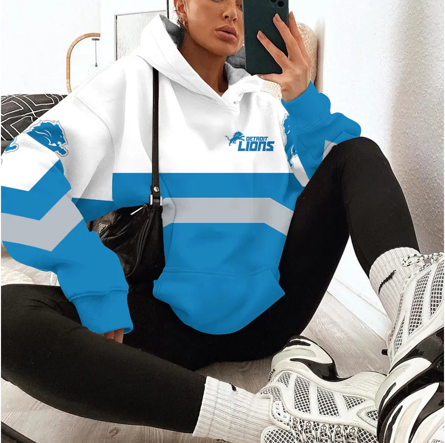 Detroit Lions Printed Hooded Pocket Pullover Hoodie AZBTPH000021
