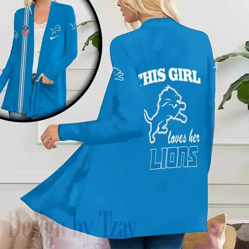 Detroit Lions Women Patch Pocket Cardigan BT067