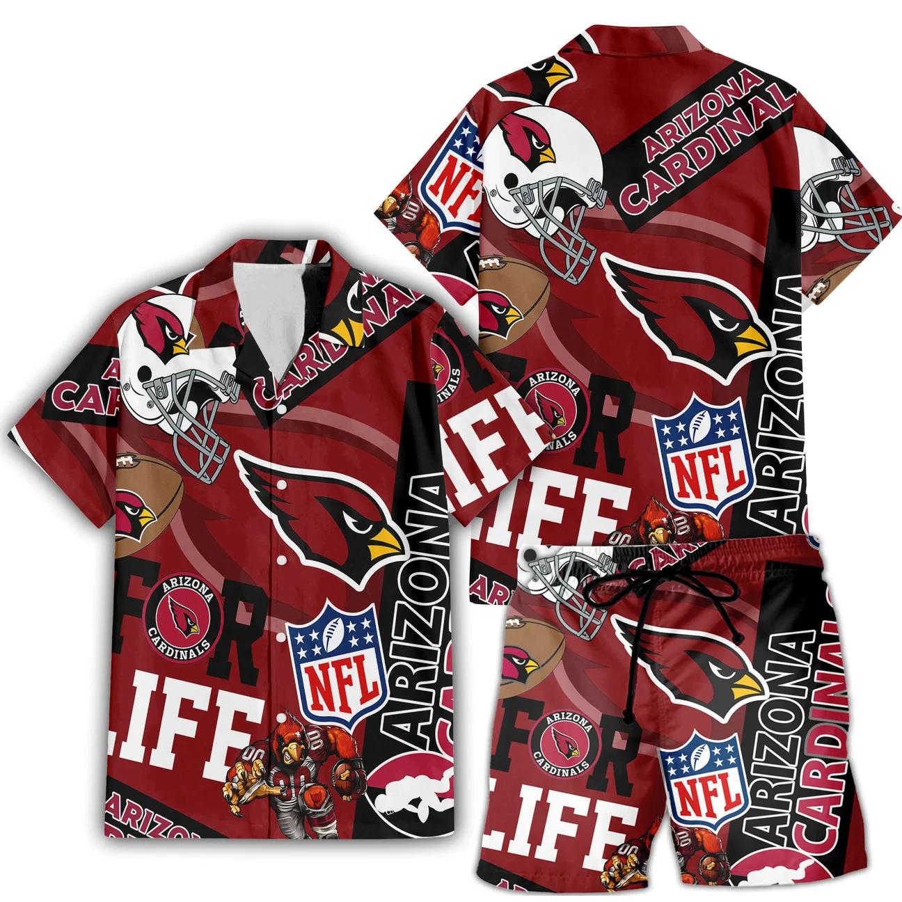 Arizona Cardinals Custom Limited Edition For Life Hawaiian Shirt and Shorts AZHAHWSS000252