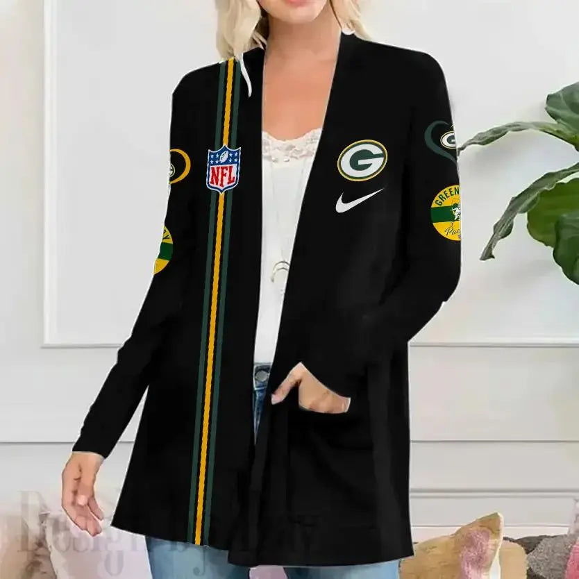 Green Bay Packers Women Patch Pocket Cardigan BT075