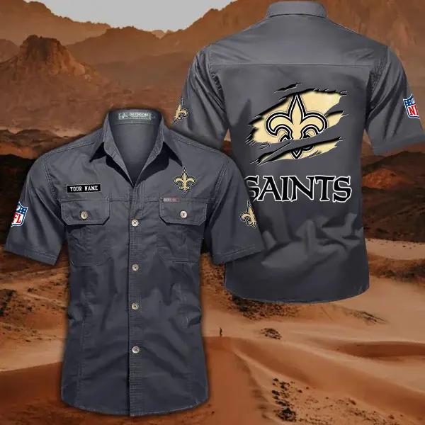 New Orleans Saints Men’s Short Sleeve Cargo Shirts New 2025 AZBT2DCGS000023