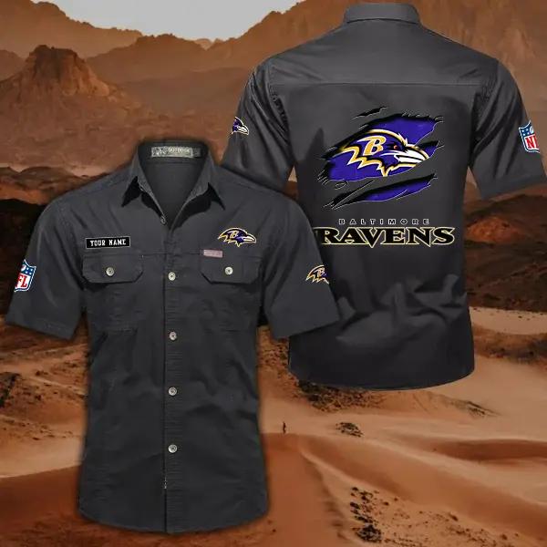 Baltimore Ravens Men’s Short Sleeve Cargo Shirts New 2025 AZBT2DCGS000003