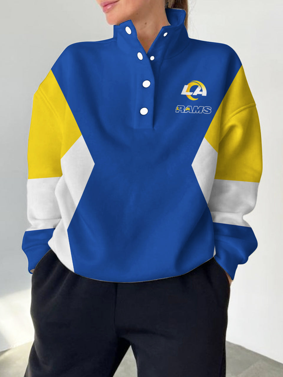 Los Angeles Rams Casual Colorful Stand Collar Sweatshirt AZBTSCSW000402