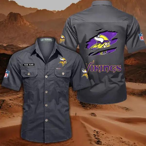 Minnesota Vikings Men’s Short Sleeve Cargo Shirts New 2025 AZBT2DCGS000021