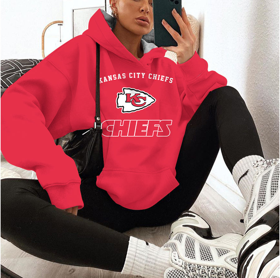 Kansas City Chiefs Printed Hooded Pocket Pullover Hoodie AZBTPH000078
