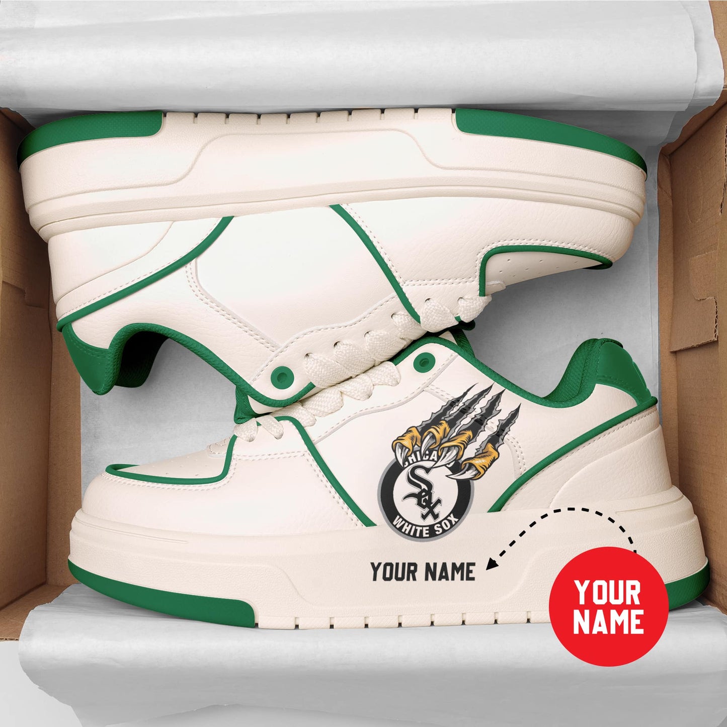 Chicago Brown Sox Personalized MLB Sneakers 024