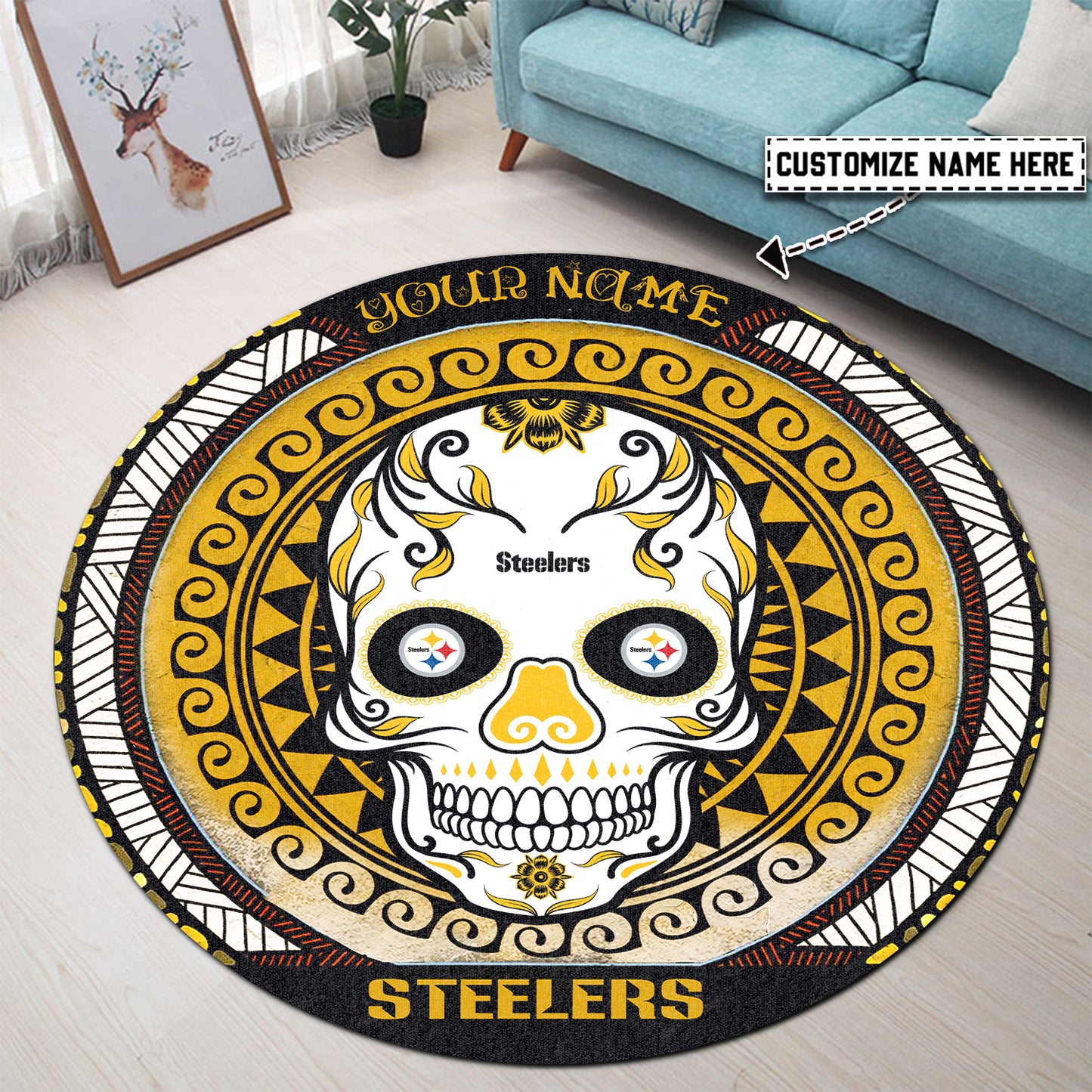 Pittsburgh Steelers Personalized Round Rug 215