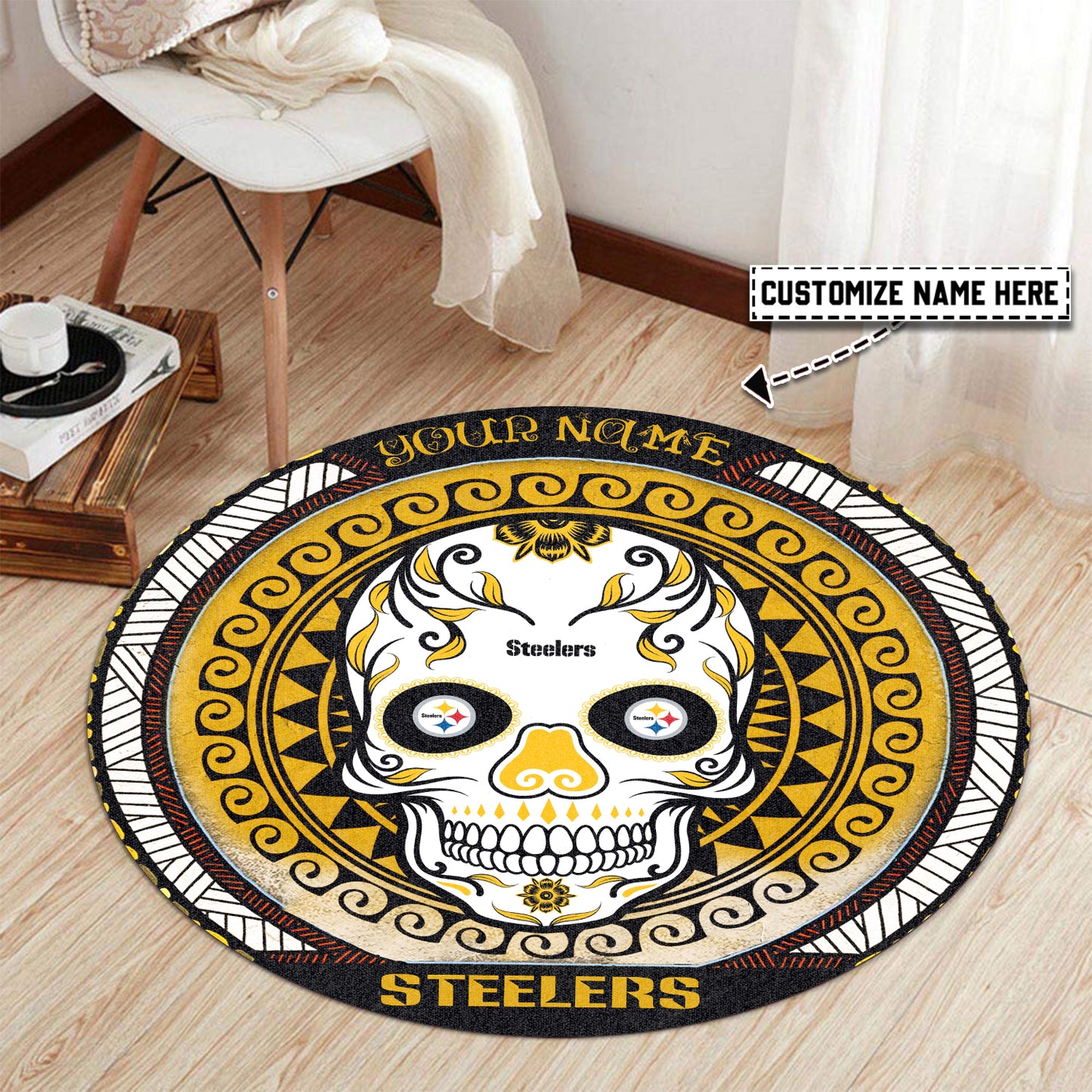 Pittsburgh Steelers Personalized Round Rug 215