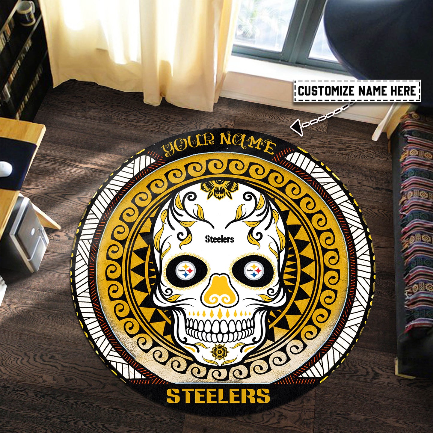 Pittsburgh Steelers Personalized Round Rug 215