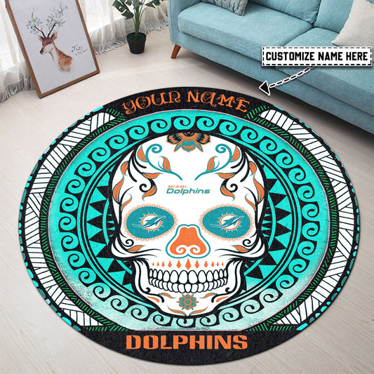 Miami Dolphins Personalized Round Rug 216