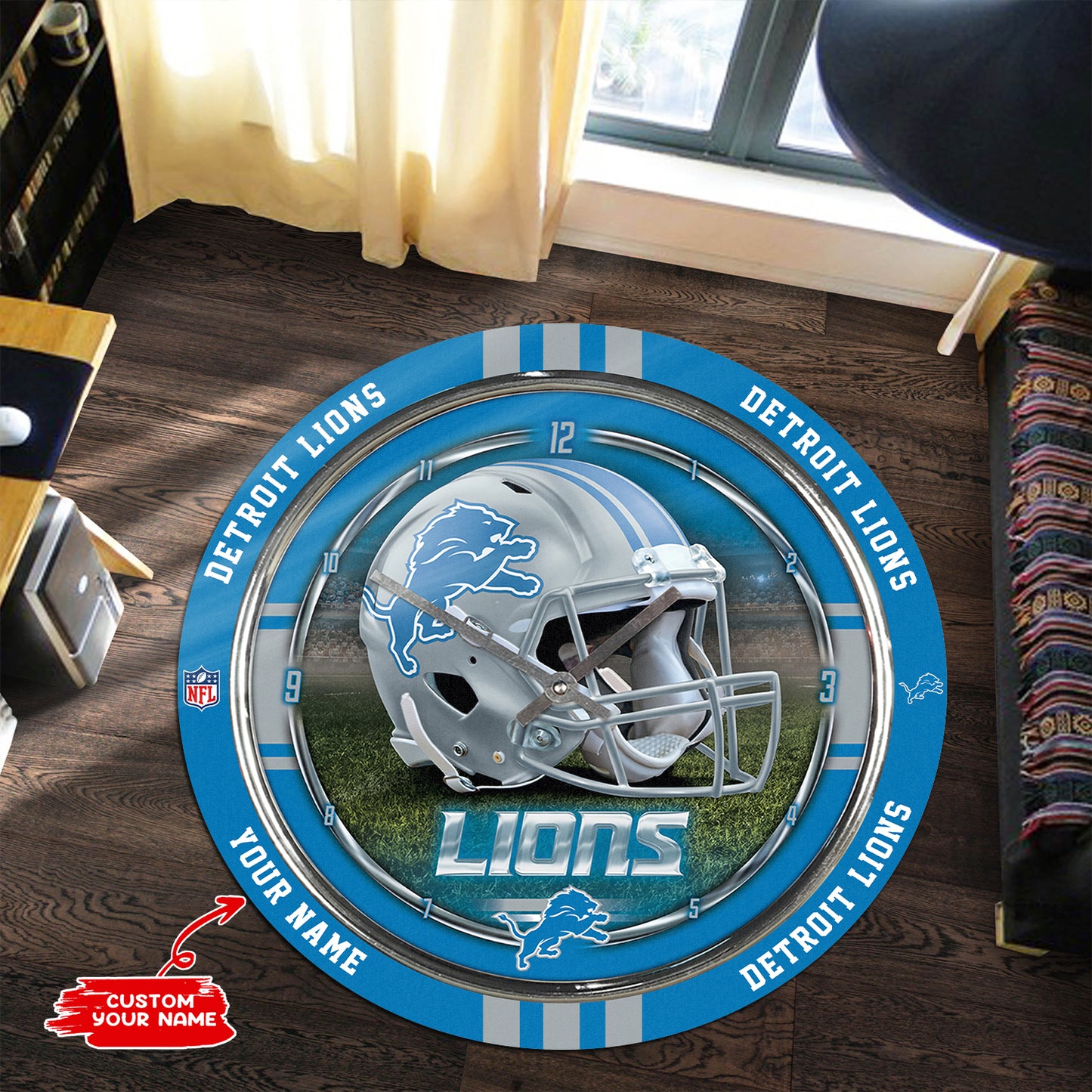Detroit Lions Personalized Round Rug 98RRUG223