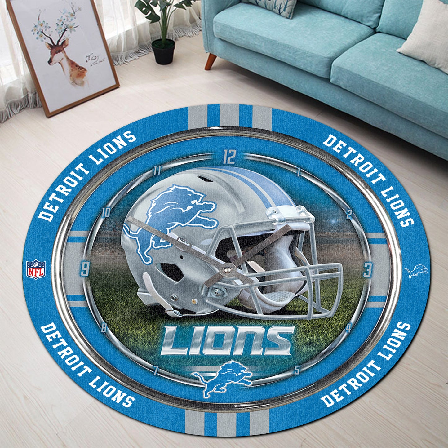 Detroit Lions Personalized Round Rug 98RRUG223