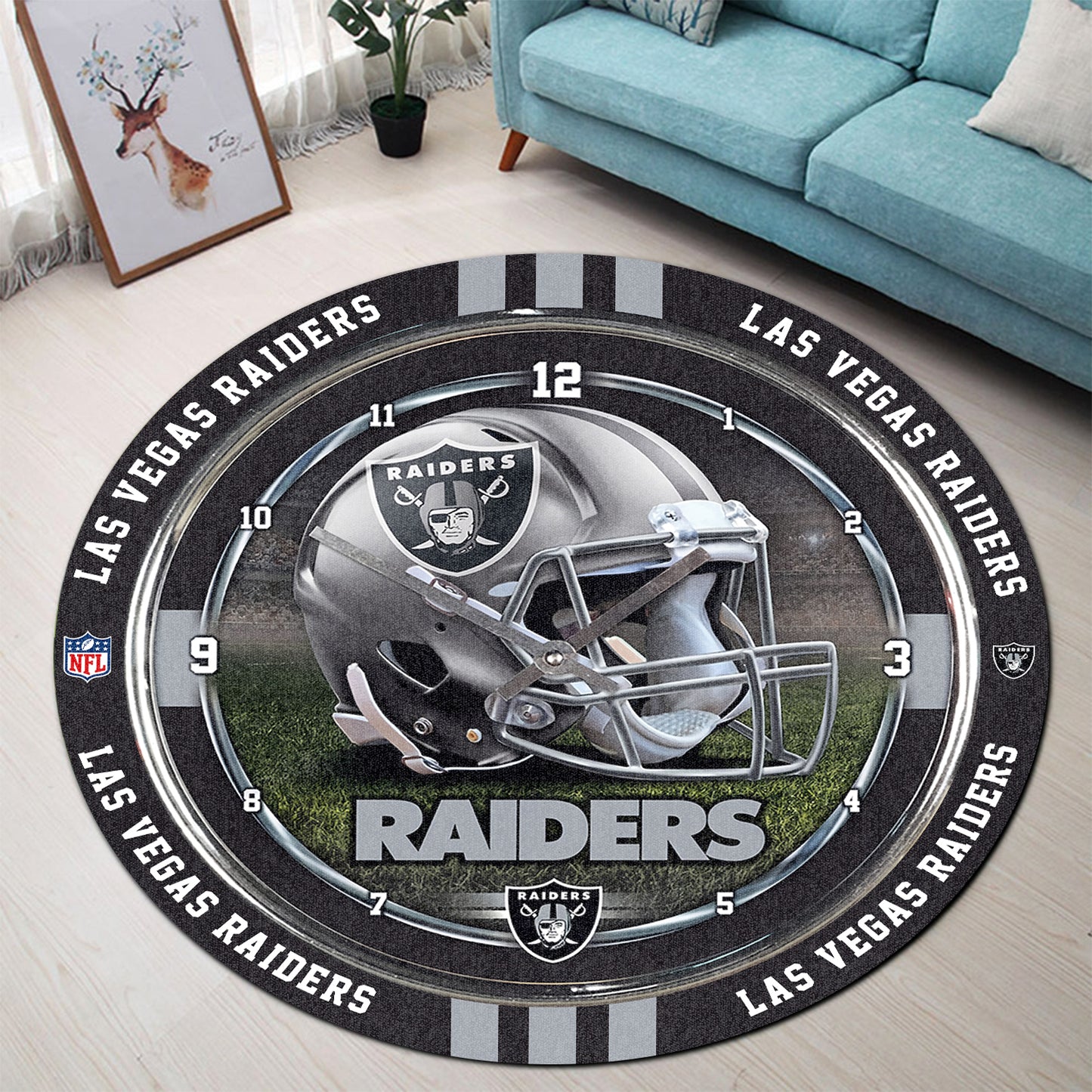 Las Vegas Raiders Personalized Round Rug 98RRUG225