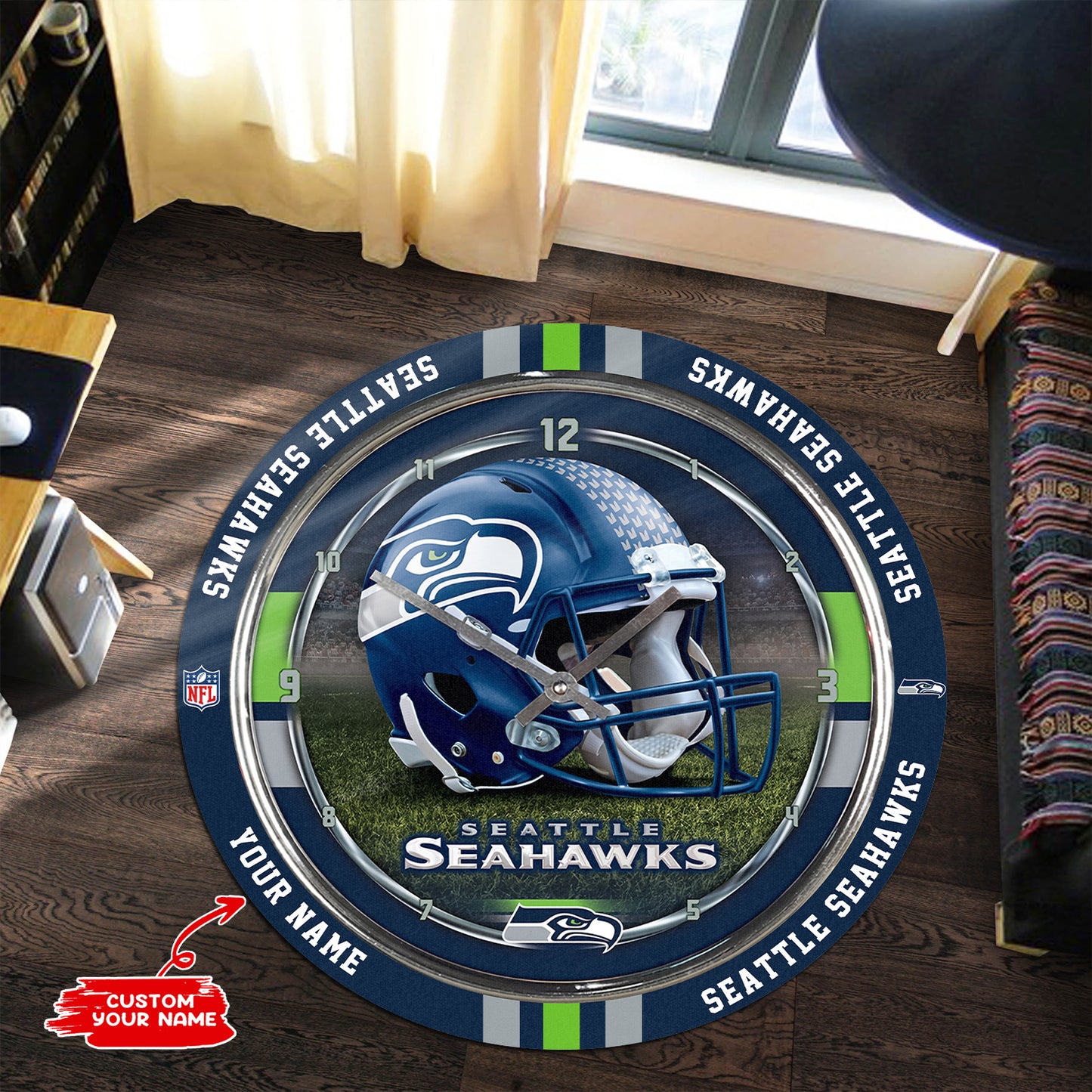 Seattle Seahawks Personalized Round Rug 98RRUG226