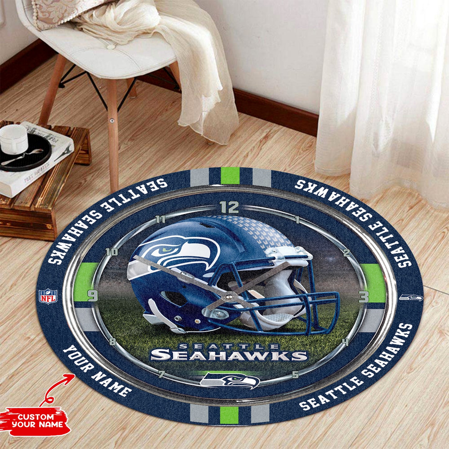 Seattle Seahawks Personalized Round Rug 98RRUG226