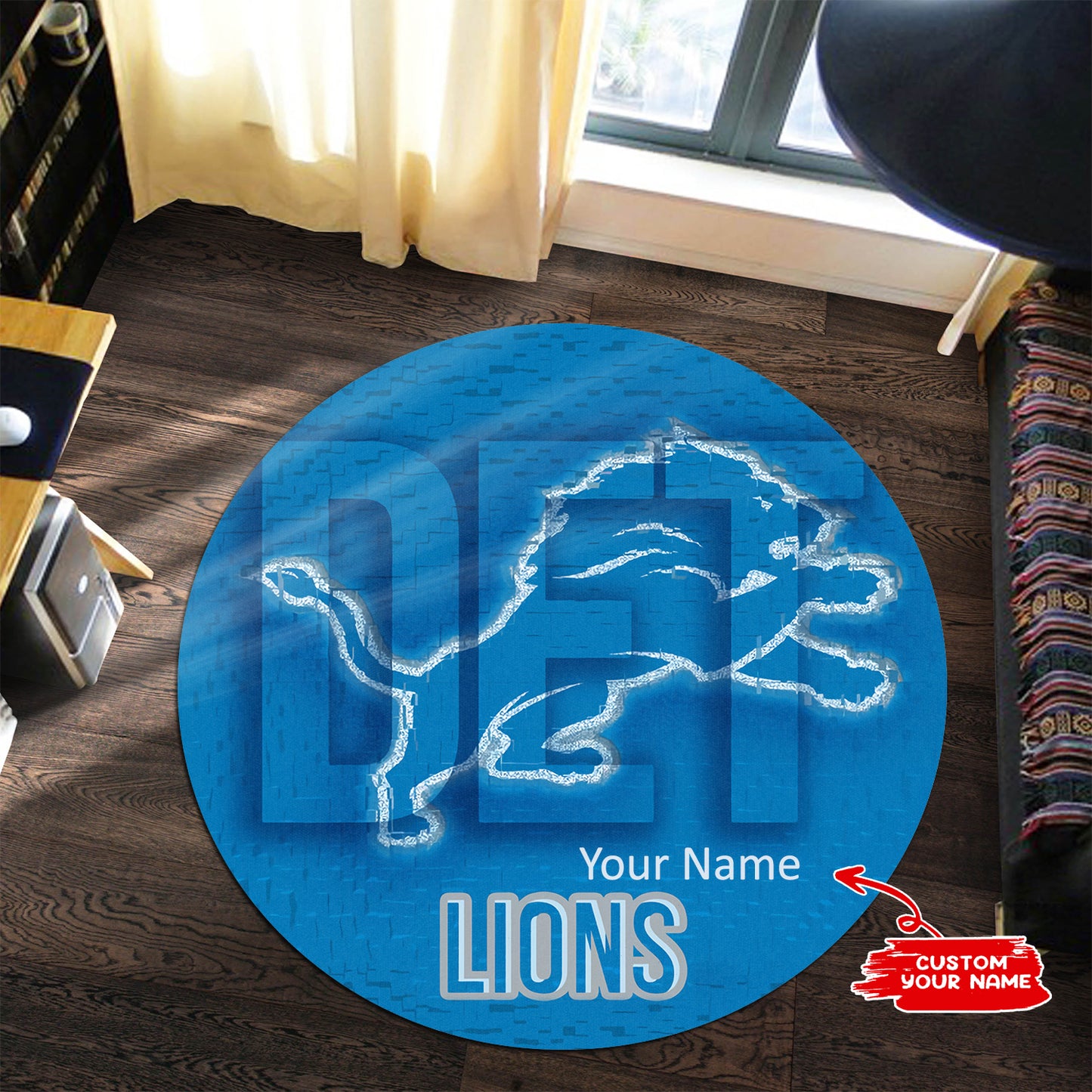 Detroit Lions Personalized Round Rug 98RRUG237