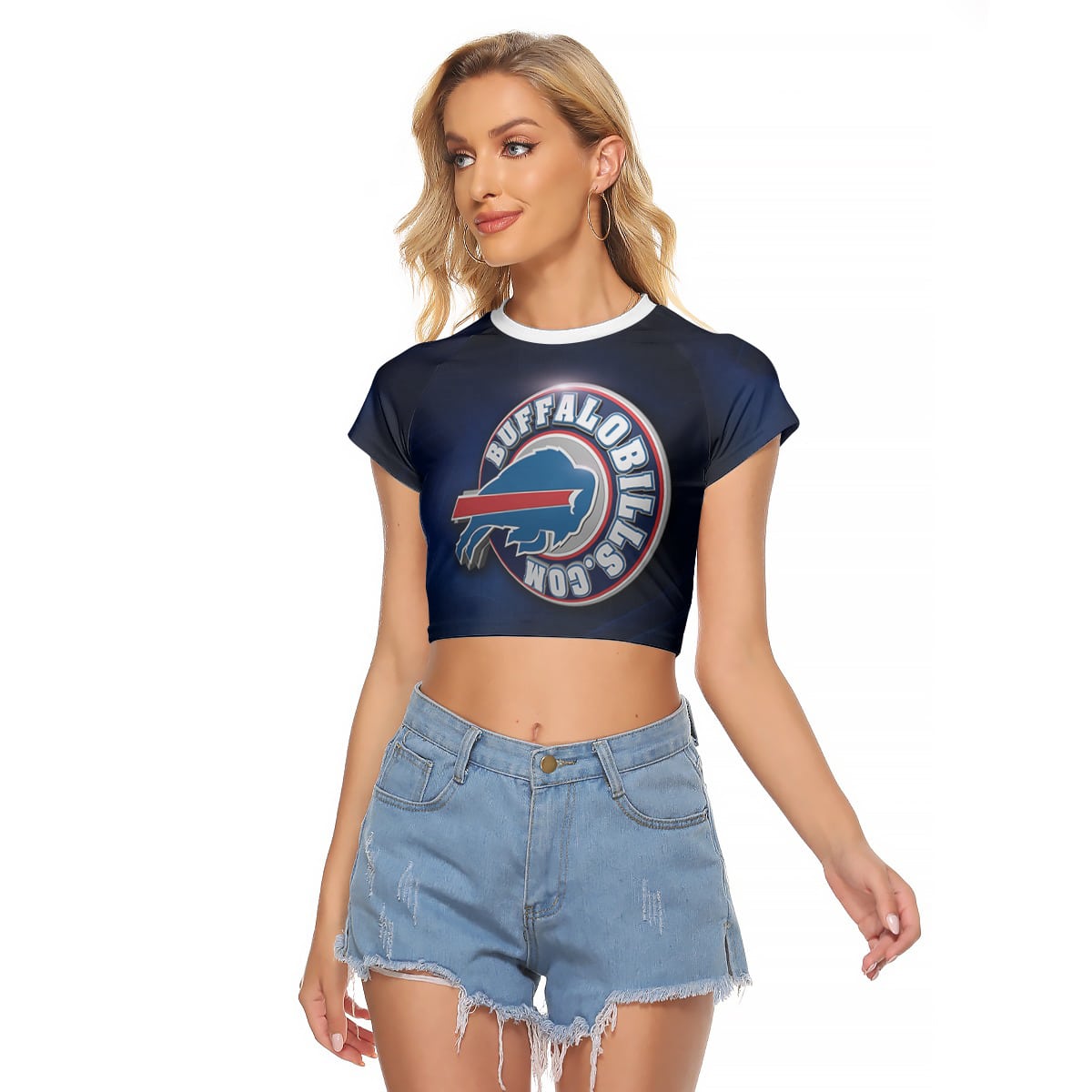 Buffalo Bills Women Raglan Cropped T-shirt 075