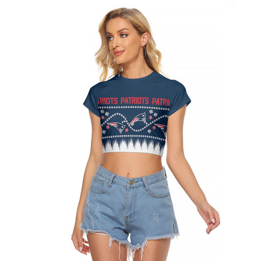 New England Patriots Women Raglan Cropped T-shirt 079