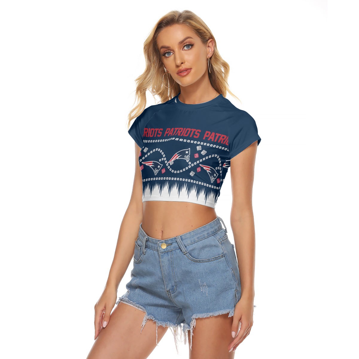 New England Patriots Women Raglan Cropped T-shirt 079