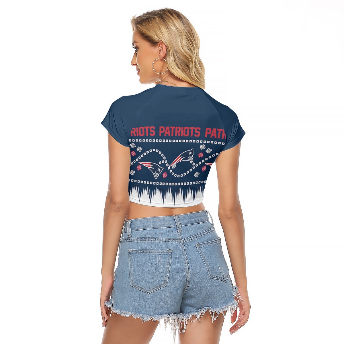 New England Patriots Women Raglan Cropped T-shirt 079