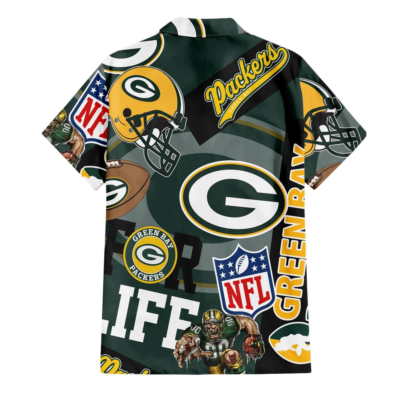 Green Bay Packers Custom Limited Edition For Life Hawaiian Shirt and Shorts AZHAHWSS000277