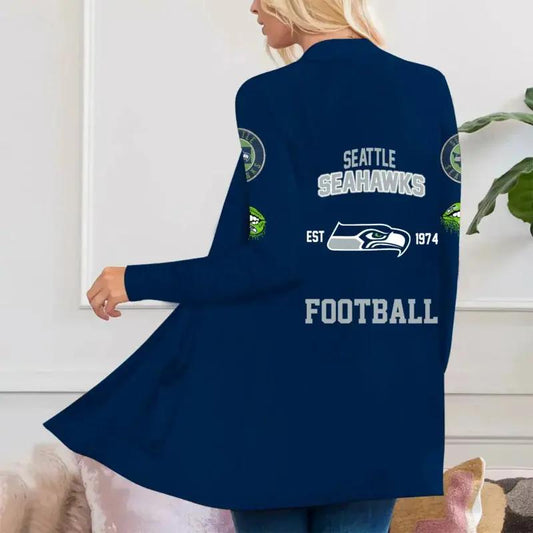 Seattle Seahawks Women Patch Pocket Cardigan BT175