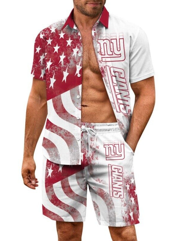 New York Giants Combo Hawaiian Shirt and Shorts AZBTHWSS000213