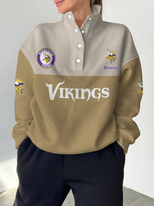 Minnesota Vikings Casual Colorful Stand Collar Sweatshirt AZBTSCSW000343