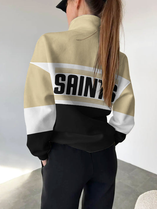 New Orleans Saints Casual Colorful Stand Collar Sweatshirt AZBTSCSW000524