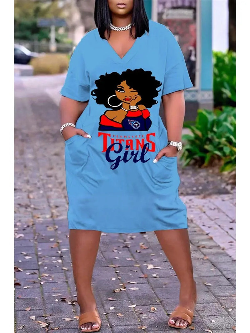 Tennessee Titans V-neck Casual Pocket Dress Limited Edition AZBTVCPD000394