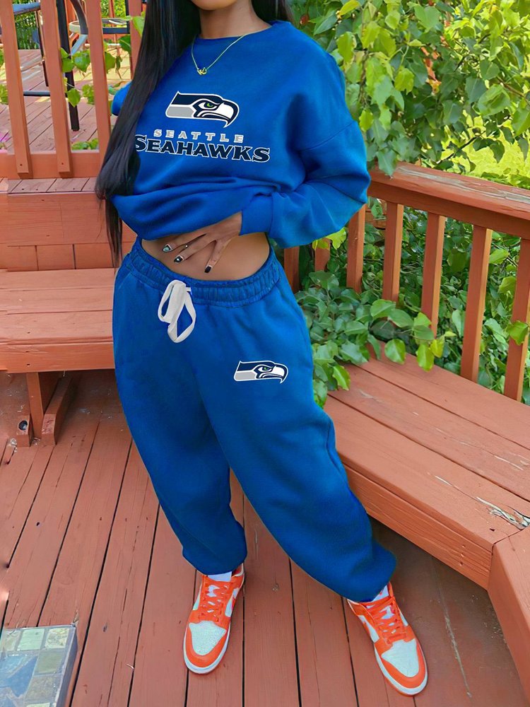 Seattle Seahawks Drop Shoulder Sweatshirt and Sweatpants AZBTDSS000019