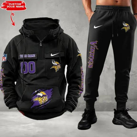 Minnesota Vikings Combo Multi-Pockets Hoodie And Pants EM19