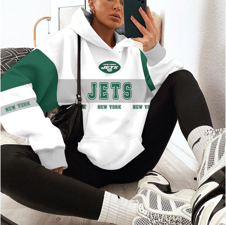 New York Jets Printed Hooded Pocket Pullover Hoodie AZBTPH000105